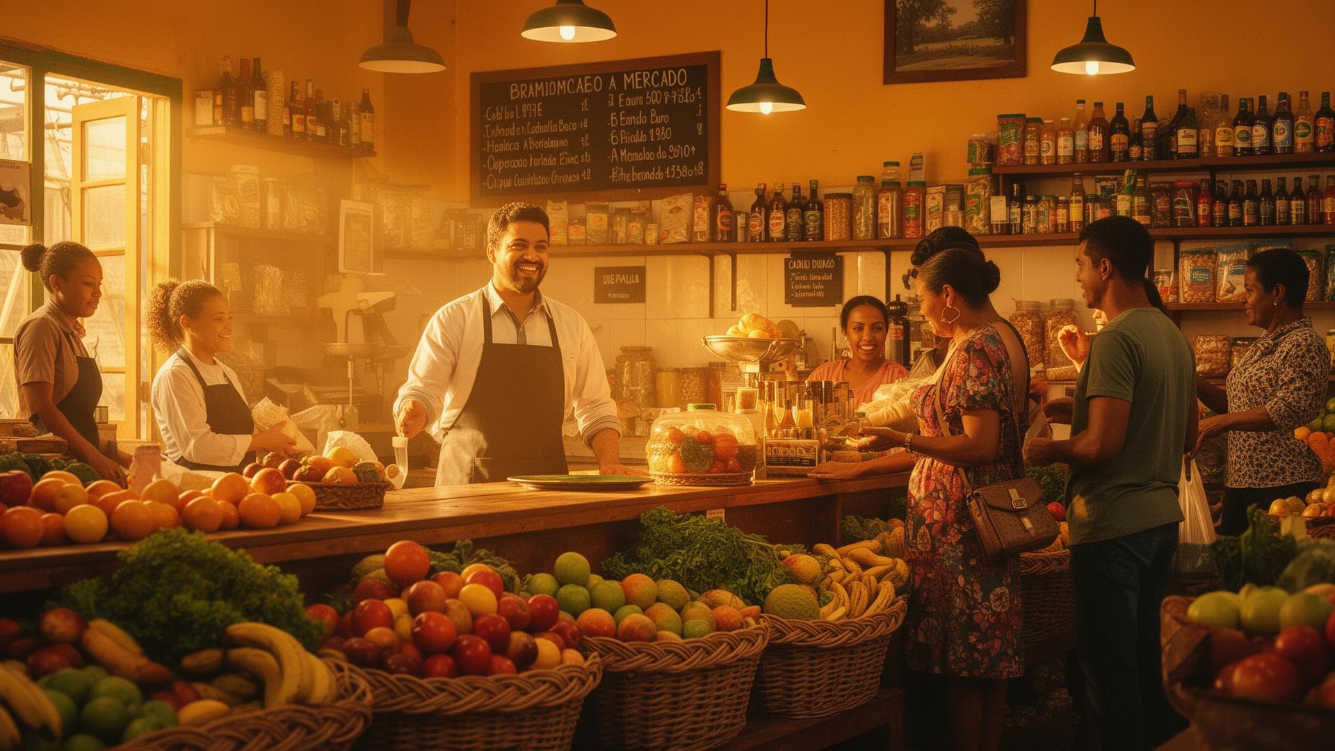 Comerciante parceiro da OSCONE atendendo no balcão